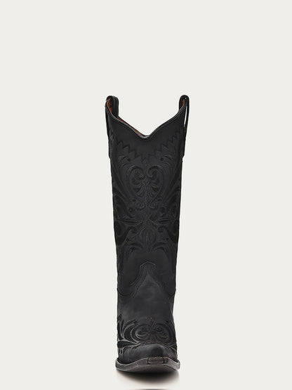 Women's Corral Black Genuine Leather Boots with Filigree