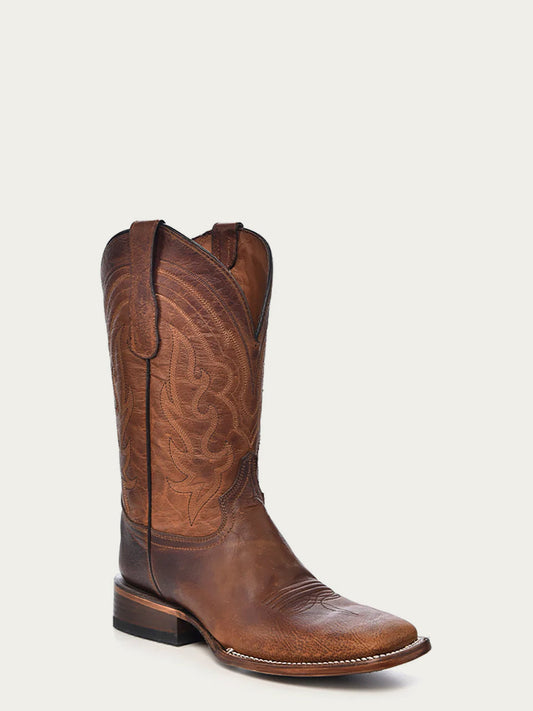Men's Circle G Brown Genuine Leather Boots with Embroidery