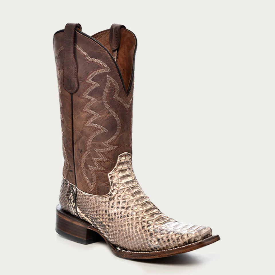 Men's Circle G Natural Genuine Python Boots with Embroidery