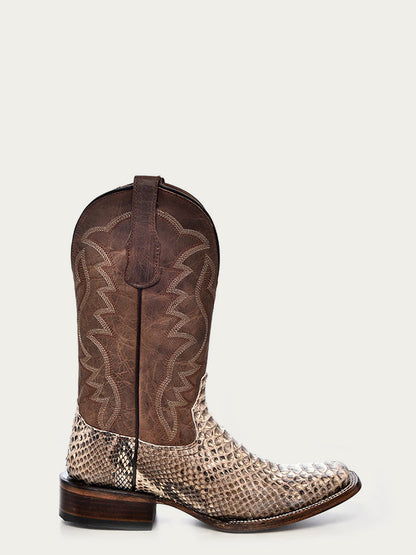 Men's Circle G Natural Genuine Python Boots with Embroidery