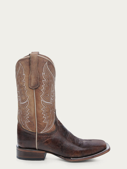 Men's Circle G Honey Genuine Leather Boots with Tan Embroidery