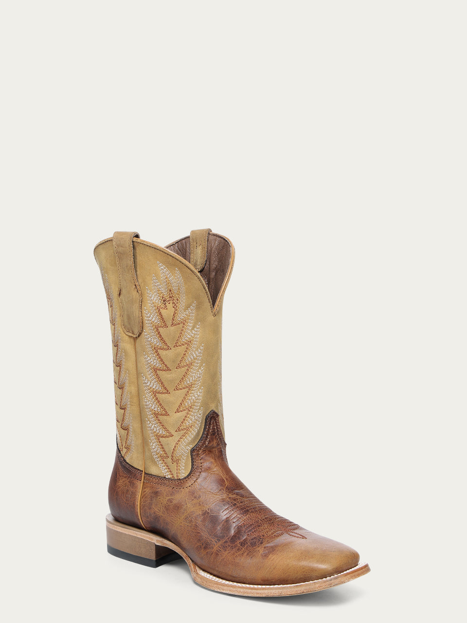 Men's Circle G Honey Genuine Leather Boots with Brown Embroidery