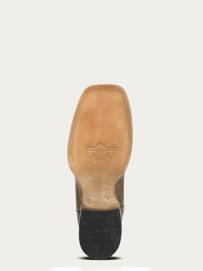 Men's Circle G Bone Genuine Leather Boots with Red Embroidery