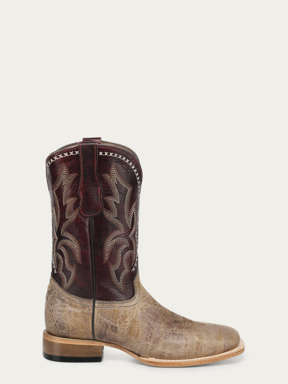 Men's Circle G Bone Genuine Leather Boots with Red Embroidery
