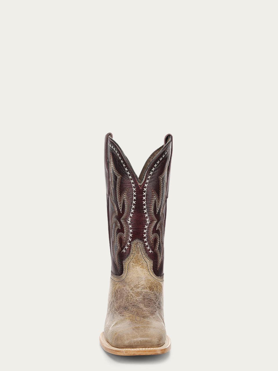 Men's Circle G Bone Genuine Leather Boots with Red Embroidery