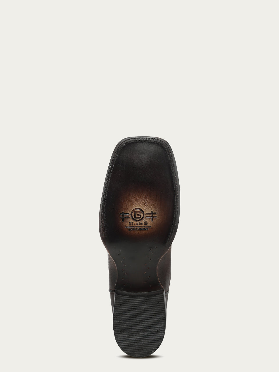Men's Circle G Brown Genuine Leather Boots with Navy Blue Embroidery