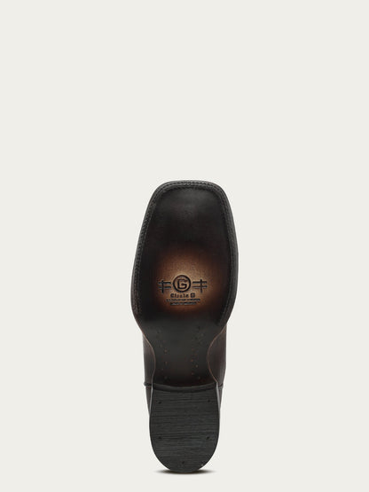Men's Circle G Brown Genuine Leather Boots with Navy Blue Embroidery
