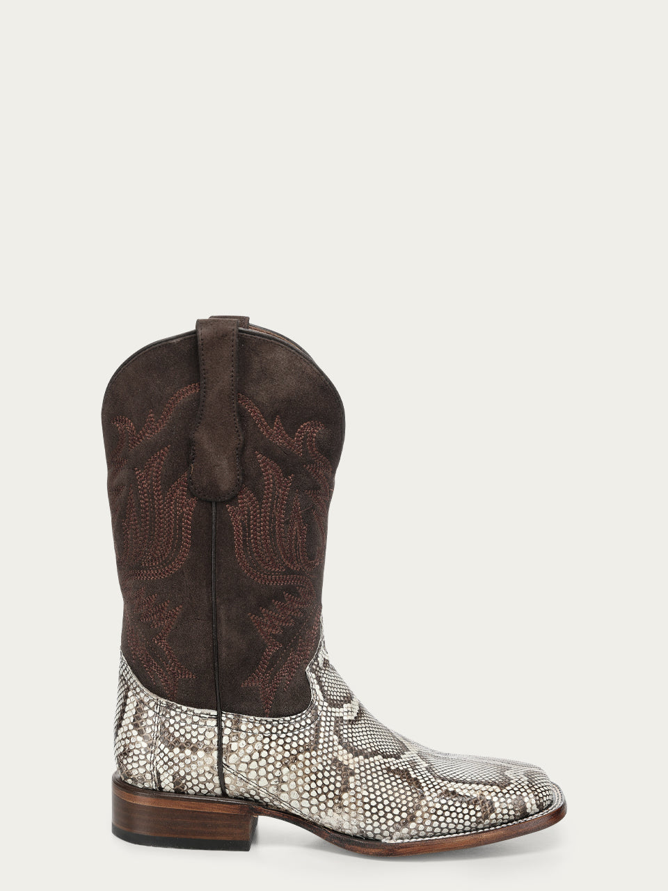 Men's Circle G White Genuine Python Boots with Embroidery