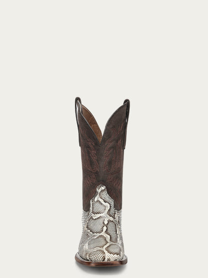 Men's Circle G White Genuine Python Boots with Embroidery