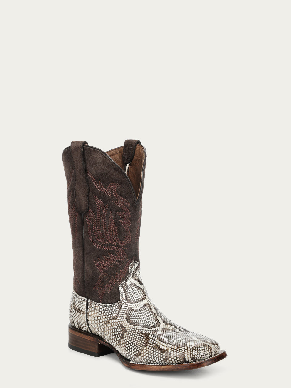 Men's Circle G White Genuine Python Boots with Embroidery
