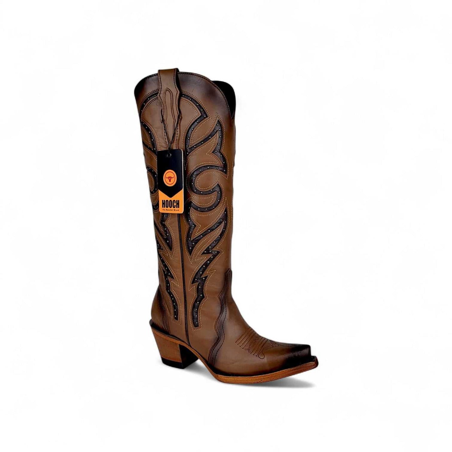 Hooch Boots Luna Womens Snip Toe Tall Western Boots – Honey Genuine Leather