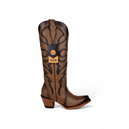 Hooch Boots Luna Womens Snip Toe Tall Western Boots – Honey Genuine Leather