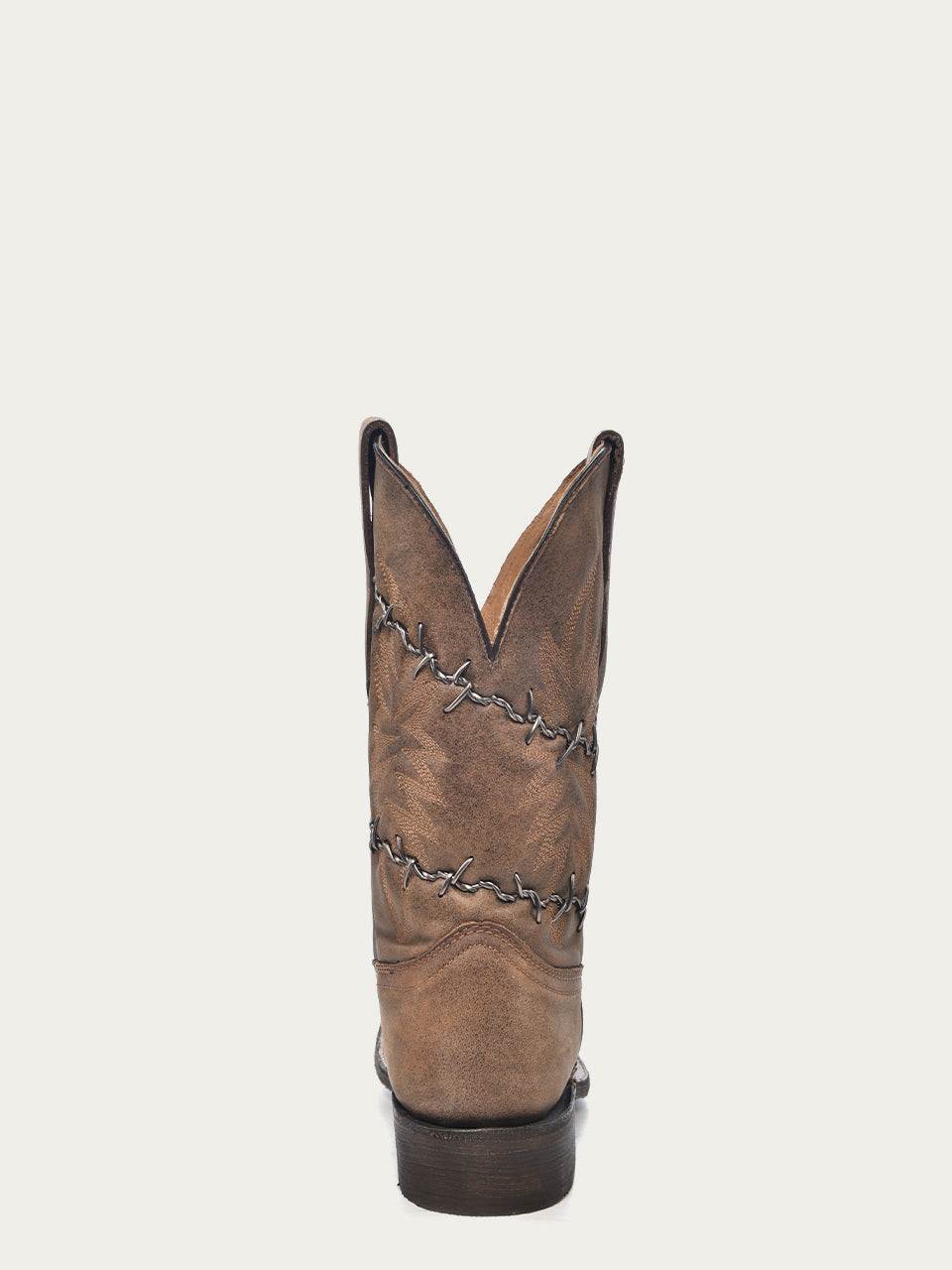Men's Corral Brown Genuine Leather Boots with Barbed Wire
