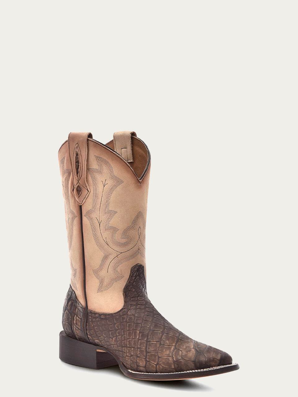Men's Corral Capuchino Genuine American Alligator Boots with Embroidery