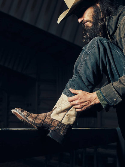 Men's Corral Capuchino Genuine American Alligator Boots with Embroidery