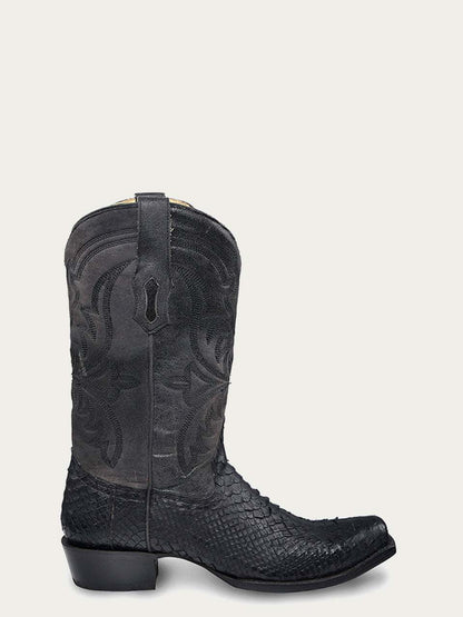 Men's Corral Black Genuine Python Boots with Embroidery