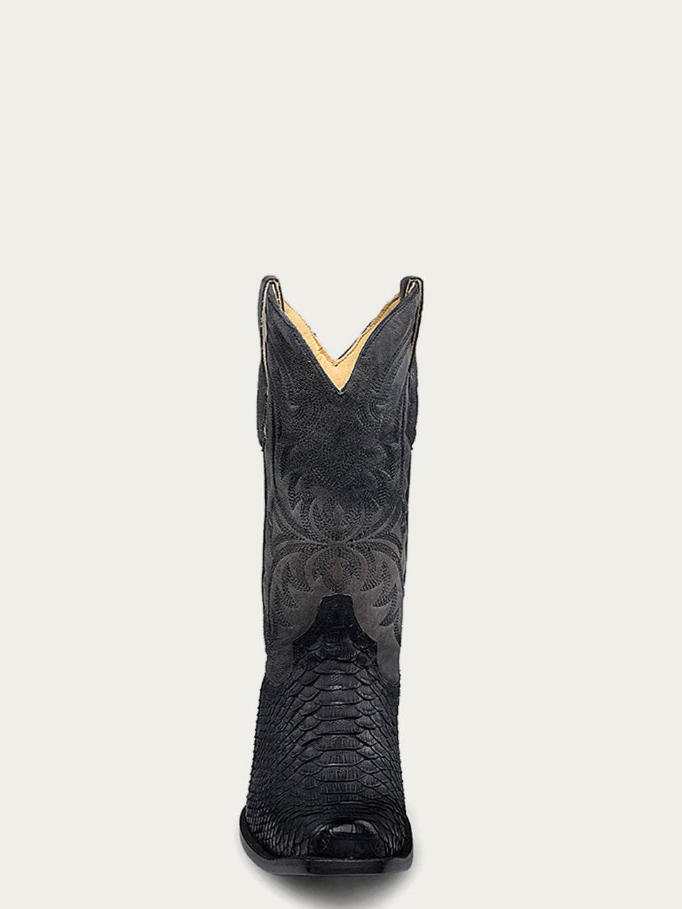 Men's Corral Black Genuine Python Boots with Embroidery
