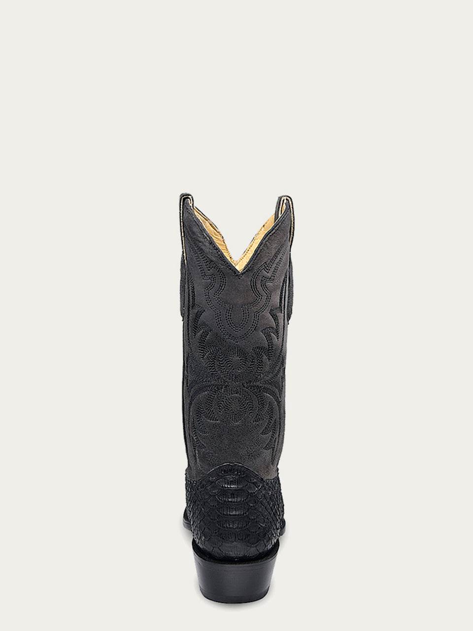 Men's Corral Black Genuine Python Boots with Embroidery