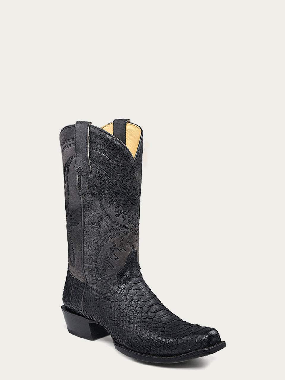 Men's Corral Black Genuine Python Boots with Embroidery