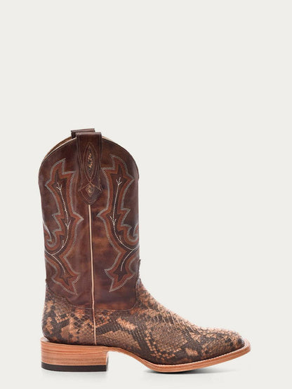 Men's Corral Taupe Genuine Python Boots with Embroidery