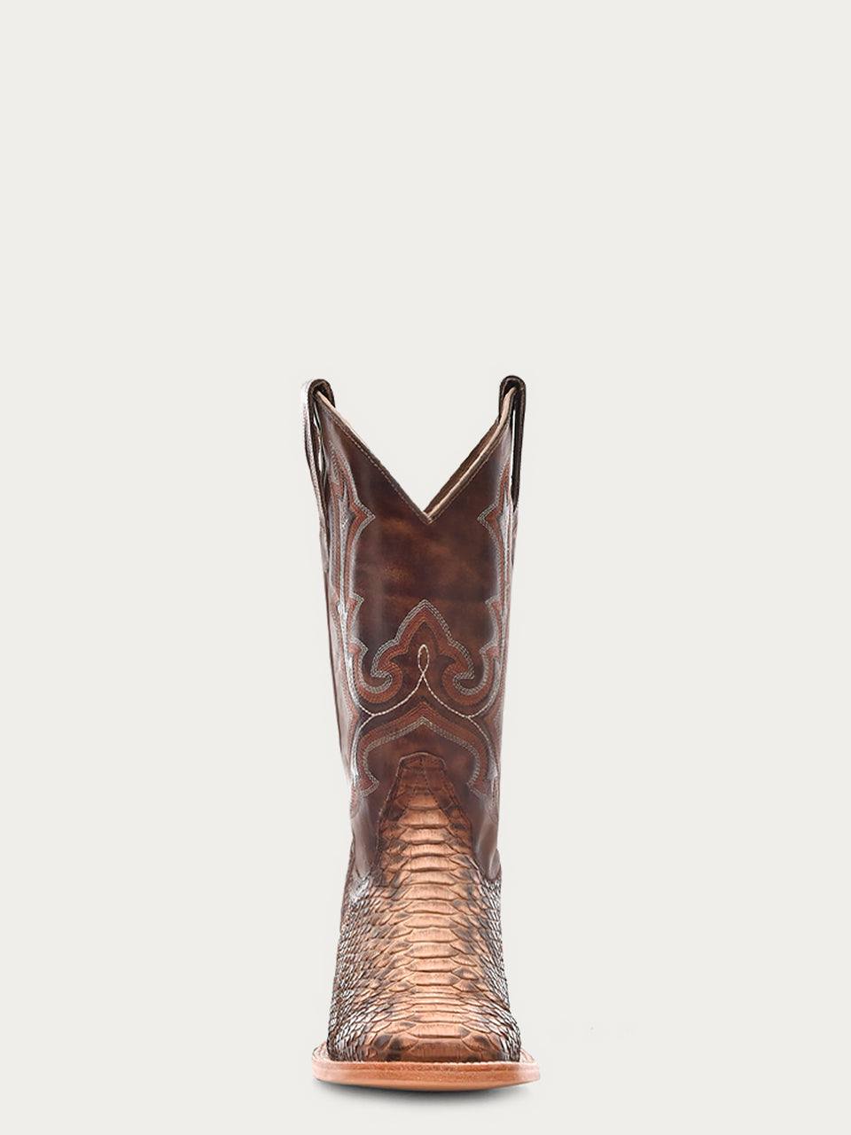 Men's Corral Taupe Genuine Python Boots with Embroidery