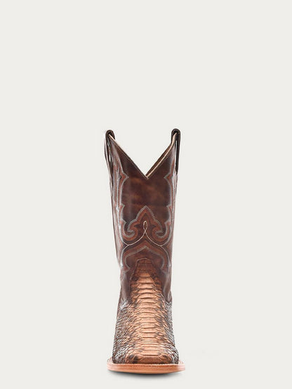 Men's Corral Taupe Genuine Python Boots with Embroidery