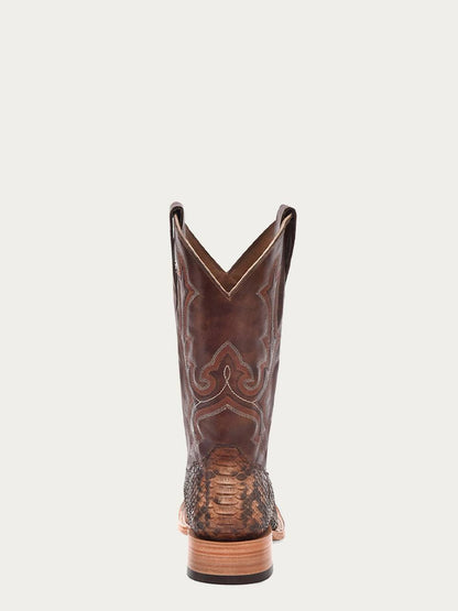 Men's Corral Taupe Genuine Python Boots with Embroidery
