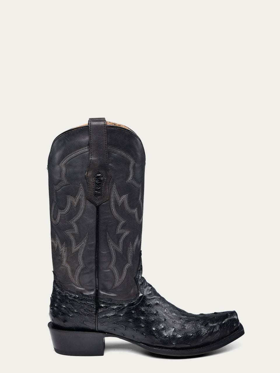 Men's Corral Black Genuine Full Quill Ostrich Boots with Embroidery