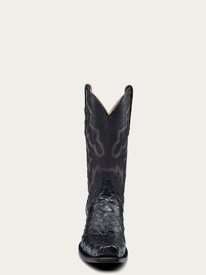 Men's Corral Black Genuine Full Quill Ostrich Boots with Embroidery