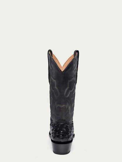 Men's Corral Black Genuine Full Quill Ostrich Boots with Embroidery