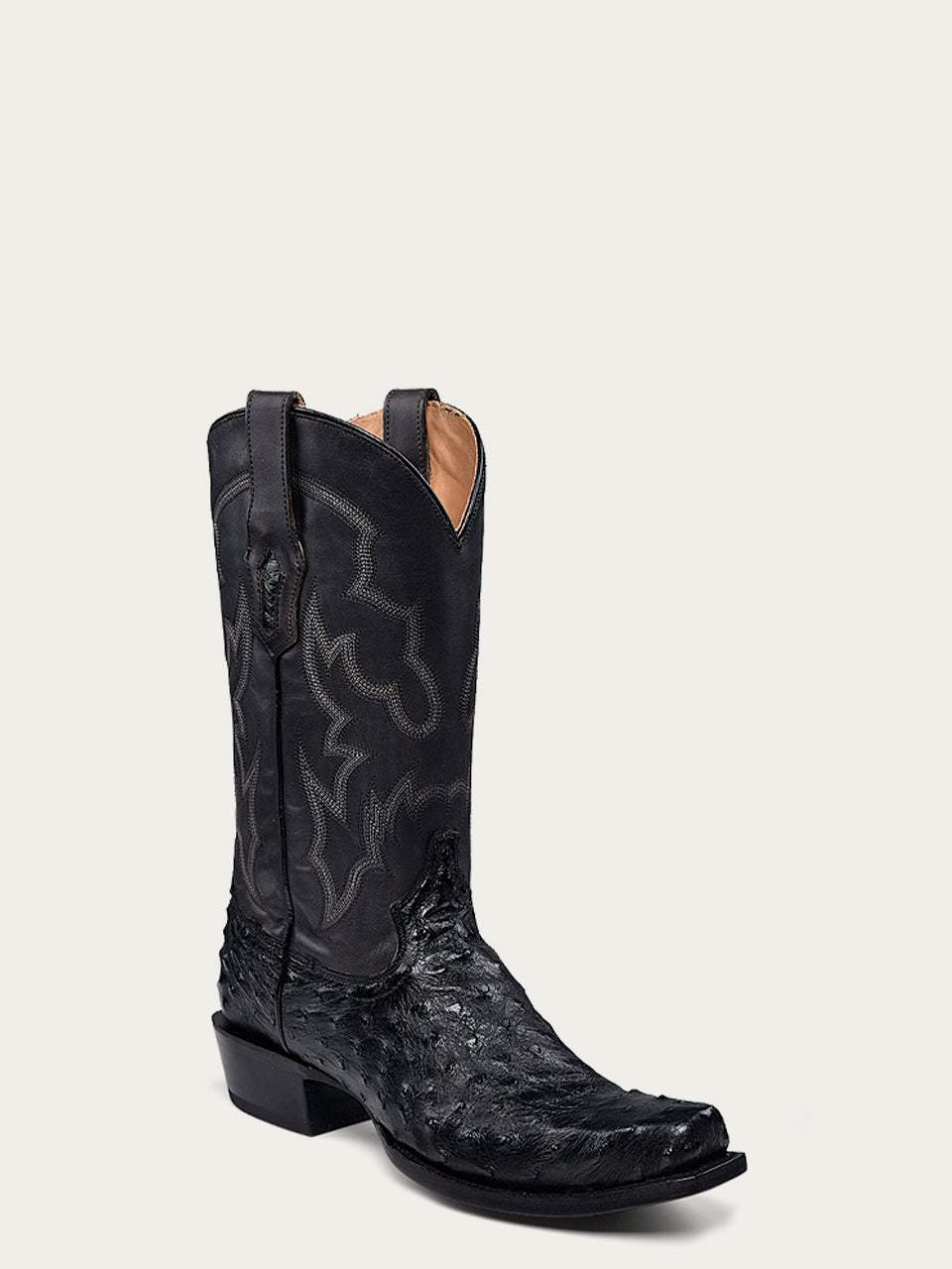 Men's Corral Black Genuine Full Quill Ostrich Boots with Embroidery