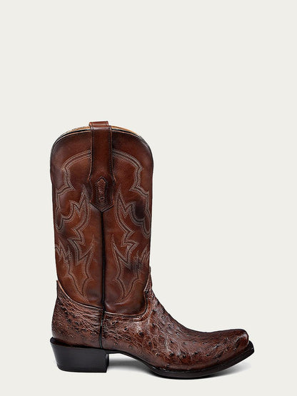 Men's Corral Brown Genuine Full Quill Ostrich Boots with Embroidery
