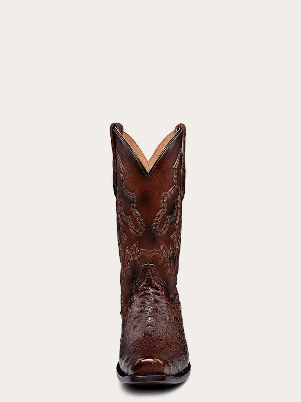 Men's Corral Brown Genuine Full Quill Ostrich Boots with Embroidery