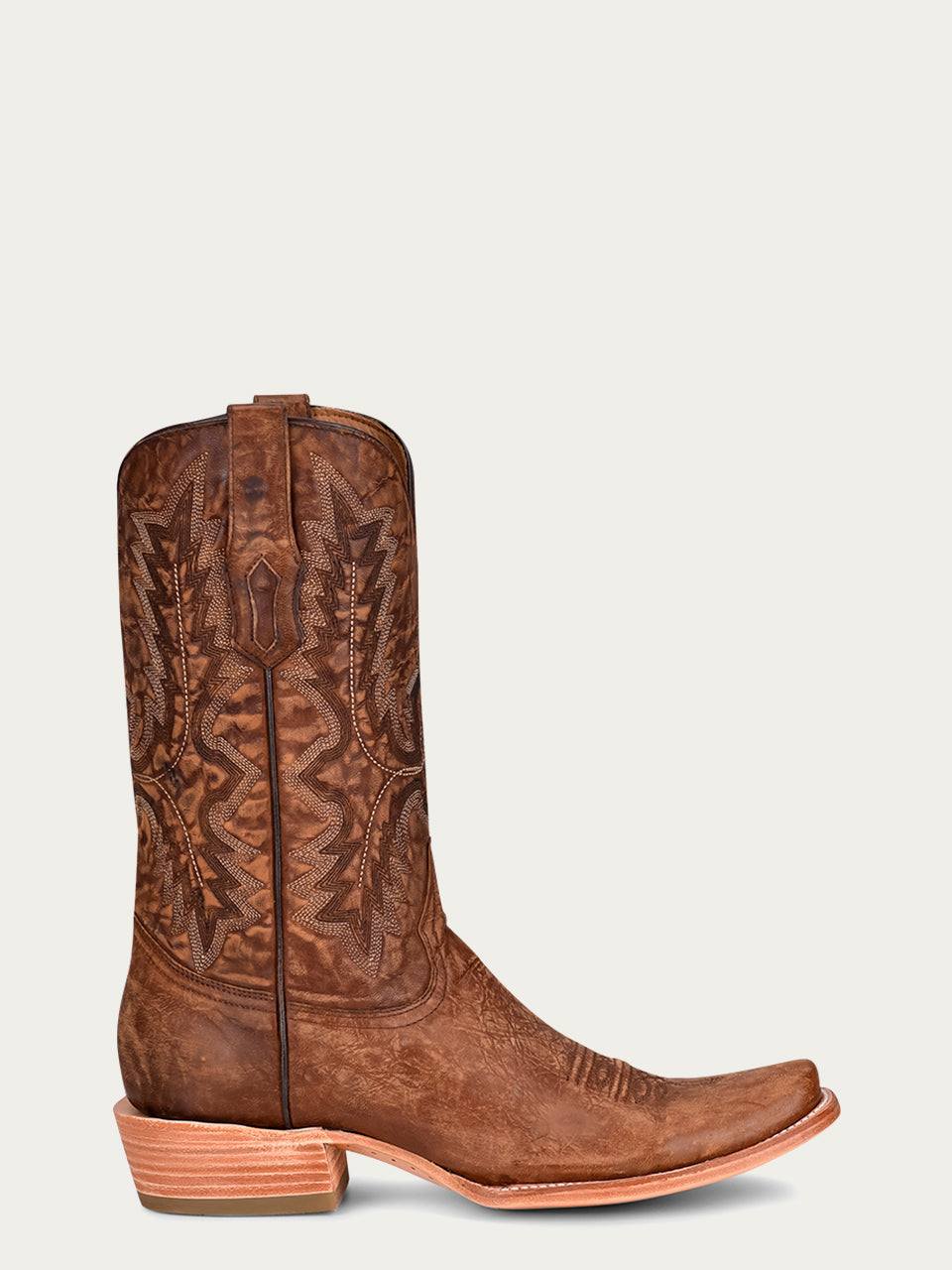 Men's Corral Brown Genuine Leather Boots with Embroidery