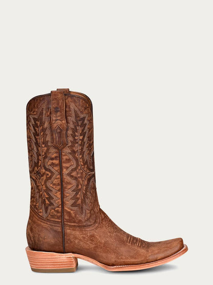 Men's Corral Brown Genuine Leather Boots with Embroidery