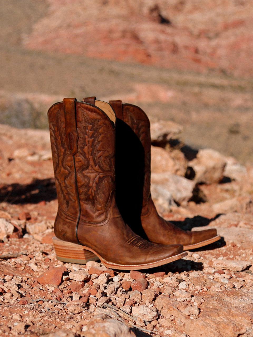 Men's Corral Brown Genuine Leather Boots with Embroidery