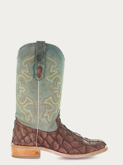 Men's Corral Brown Genuine Pirarucu Fish Boots with Embroidery
