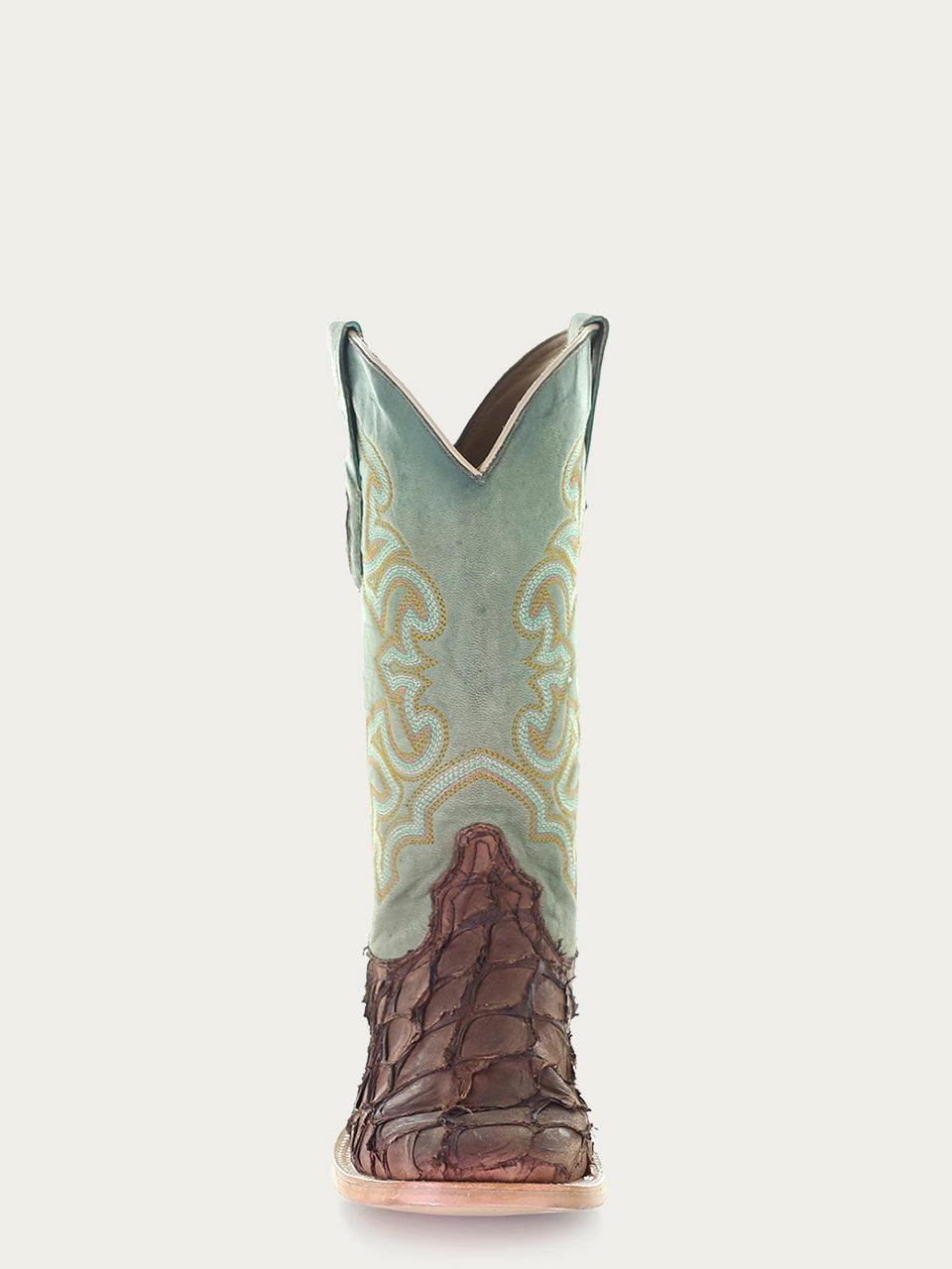 Men's Corral Brown Genuine Pirarucu Fish Boots with Embroidery