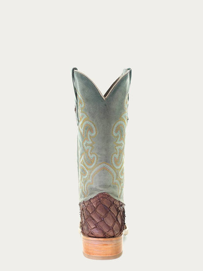 Men's Corral Brown Genuine Pirarucu Fish Boots with Embroidery