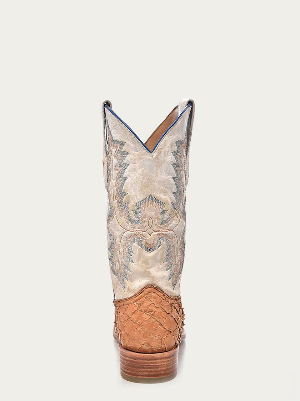 Men's Corral Cognac Genuine Pirarucu Fish Boots with Embroidery