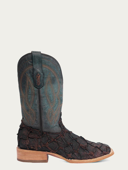 Men's Corral Dark Brown Genuine Pirarucu Fish Boots with Embroidery