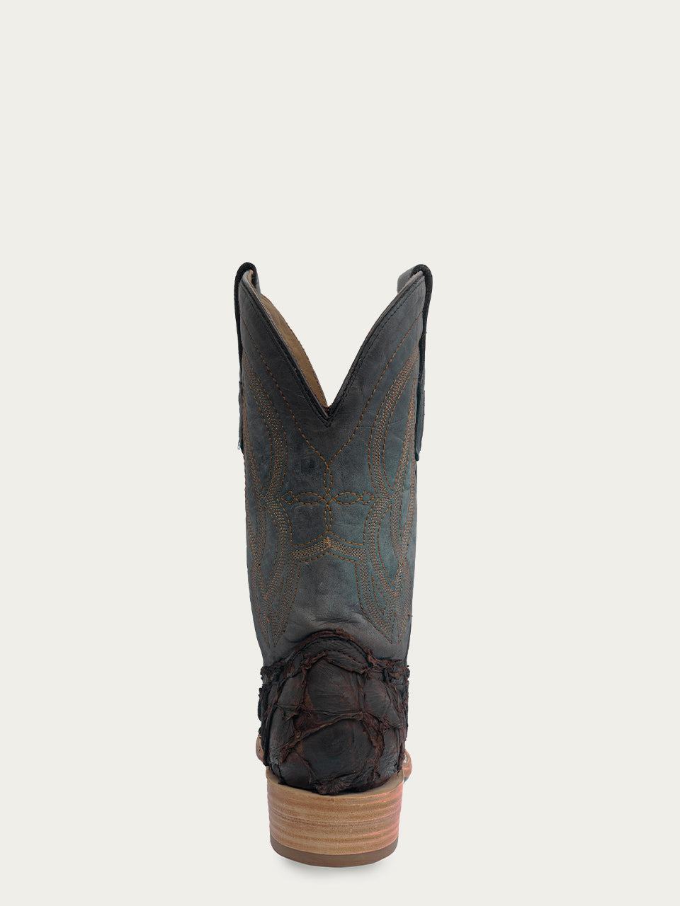 Men's Corral Dark Brown Genuine Pirarucu Fish Boots with Embroidery