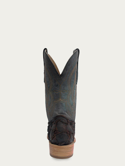 Men's Corral Dark Brown Genuine Pirarucu Fish Boots with Embroidery