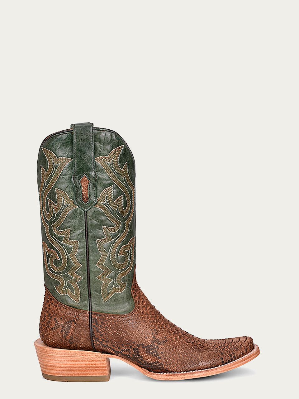 Men's Corral Brown Genuine Python Boots with Embroidery