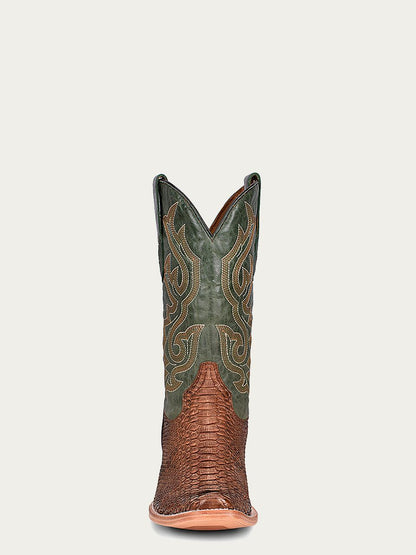 Men's Corral Brown Genuine Python Boots with Embroidery