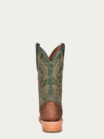 Men's Corral Brown Genuine Python Boots with Embroidery