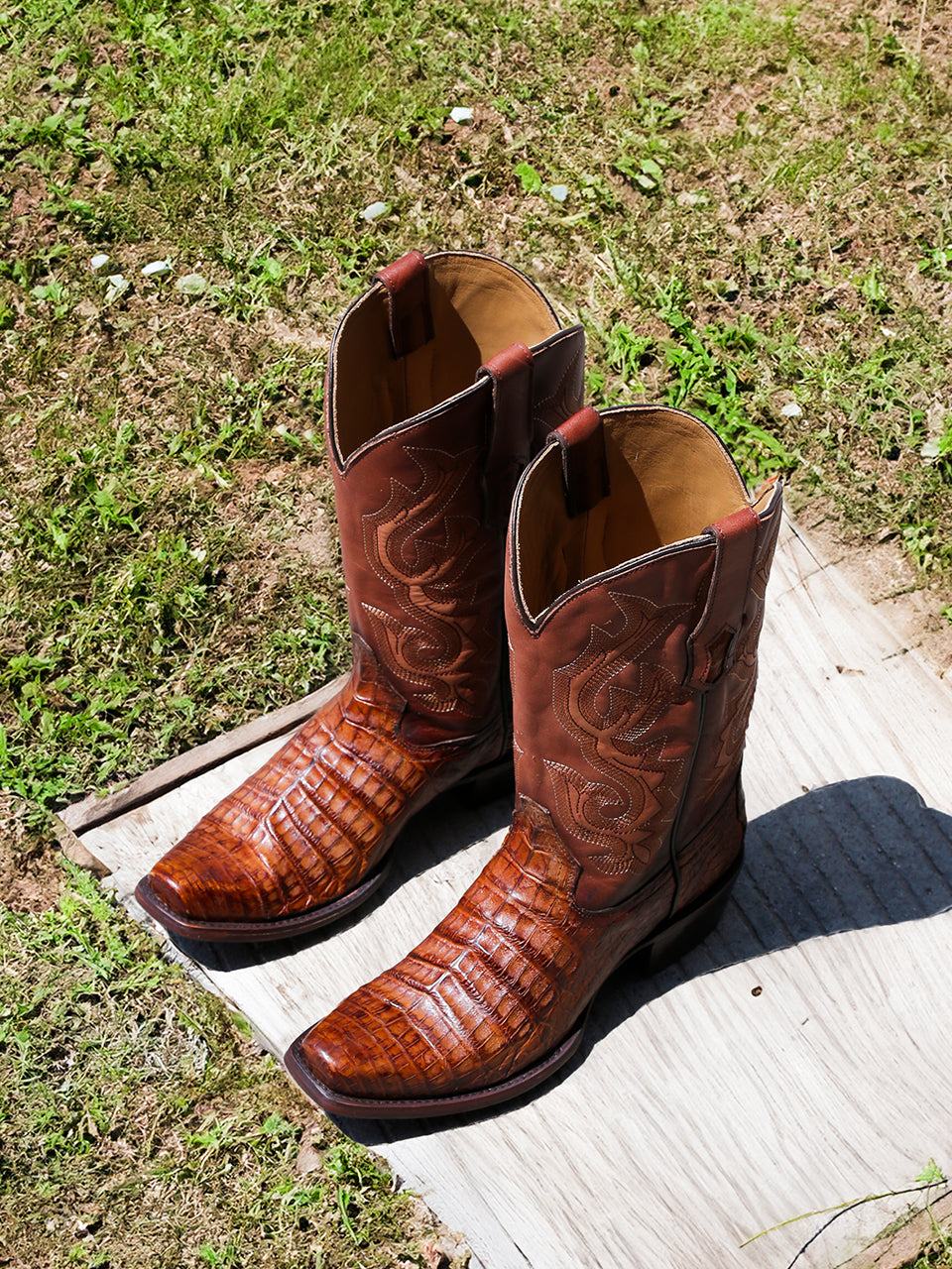 Men's Corral Genuine Caiman Boots with Embroidery