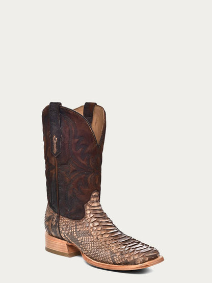Men's Corral Genuine Python Boots with Embroidery Lamb Shaft