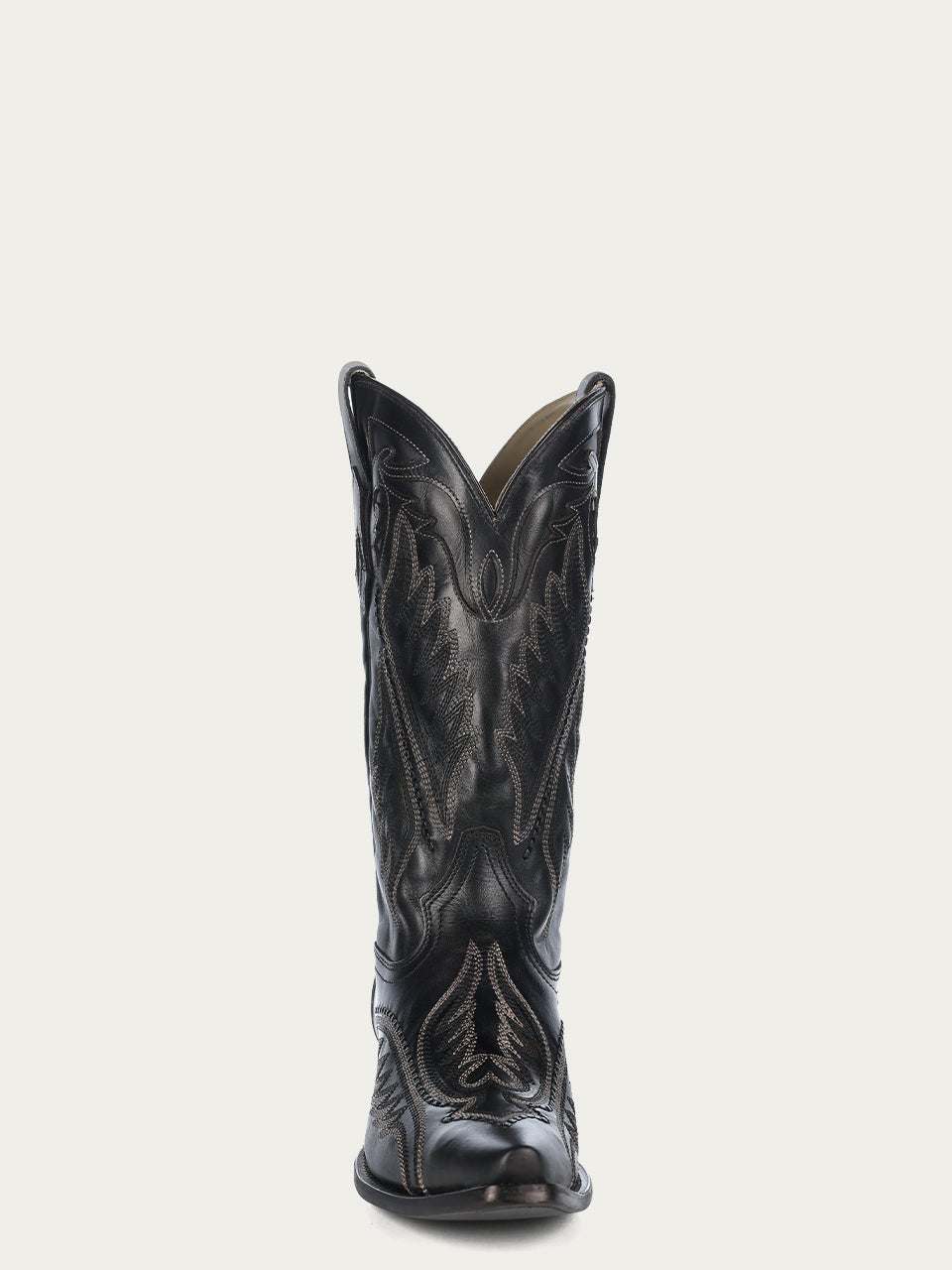 Men's Corral Black Genuine Leather Boots with Embroidery & Woven & Inlay