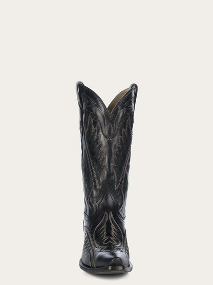 Men's Corral Black Genuine Leather Boots with Embroidery & Woven & Inlay